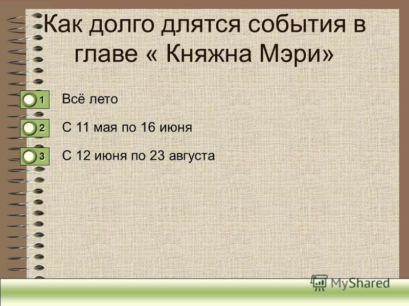 План событий княжна мери